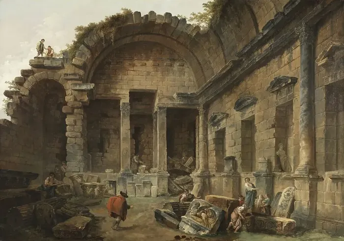 Framed Print : Interior of the Temple of Diana at Nimes, unknown date. Creator: Hubert Robert Framed Print : Interior of the Temple of Diana at Nimes, unknown date. Creator: Hubert Robert