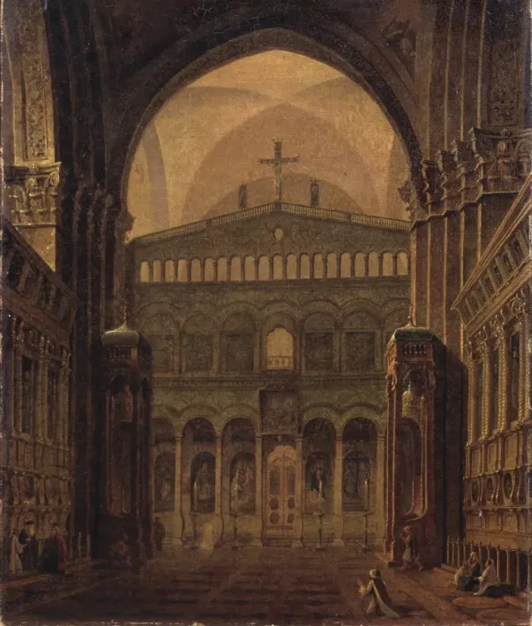Framed Print : Interior of the Temple in Jerusalem, 1821. Artist: Vorobyev, Maxim Nikiphorovich (1787-1855) Framed Print : Interior of the Temple in Jerusalem, 1821. Artist: Vorobyev, Maxim Nikiphorovich (1787-1855)