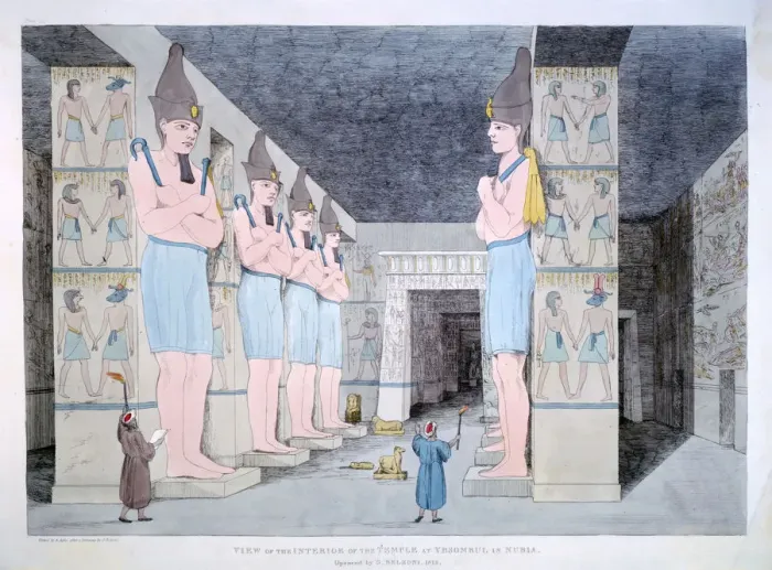 Framed Print : The Interior of the Temple at Ybsombul in Nubia, 1820. Artist: Agostino Aglio Framed Print : The Interior of the Temple at Ybsombul in Nubia, 1820. Artist: Agostino Aglio
