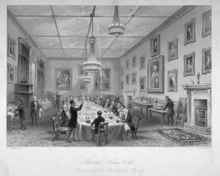 Framed Print : Interior of the Thatched House Tavern, St Jamess Street, London, c1840 Framed Print : Interior of the Thatched House Tavern, St Jamess Street, London, c1840