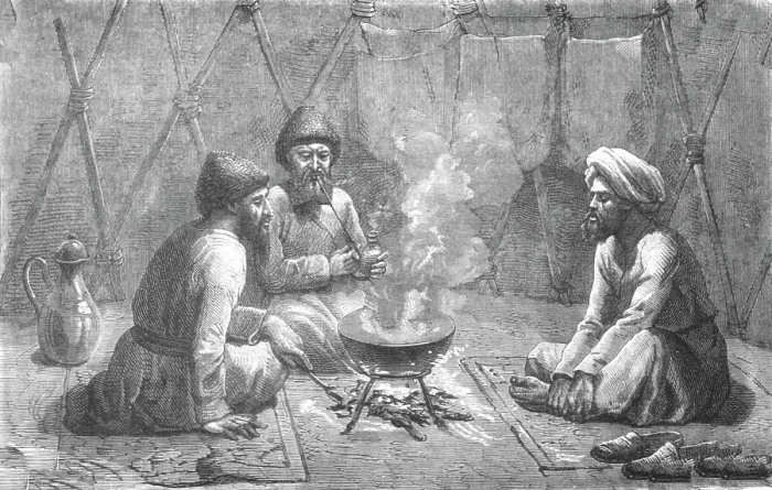 Framed Print : Interior of a Turcoman Tent; Notes on Western Turkistan, 1875. Creator: Unknown Framed Print : Interior of a Turcoman Tent; Notes on Western Turkistan, 1875. Creator: Unknown