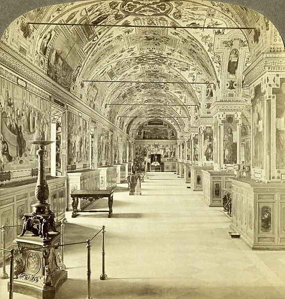 Interior of the Vatican Library, Rome, Italy. Artist: Underwood & Underwood