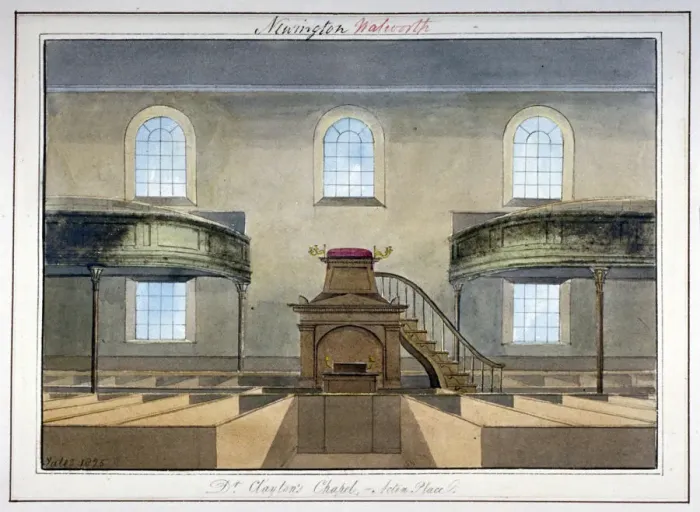 Framed Print : Interior view of Acton Place Chapel, Southwark, London, 1825. Artist: G Yates Framed Print : Interior view of Acton Place Chapel, Southwark, London, 1825. Artist: G Yates