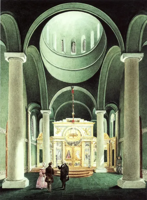Framed Print : Interior view of the Alexander Nevsky Church at Potsdam, 1838. Artist: Klose, Friedrich Wilhelm (1804-1863) Framed Print : Interior view of the Alexander Nevsky Church at Potsdam, 1838. Artist: Klose, Friedrich Wilhelm (1804-1863)