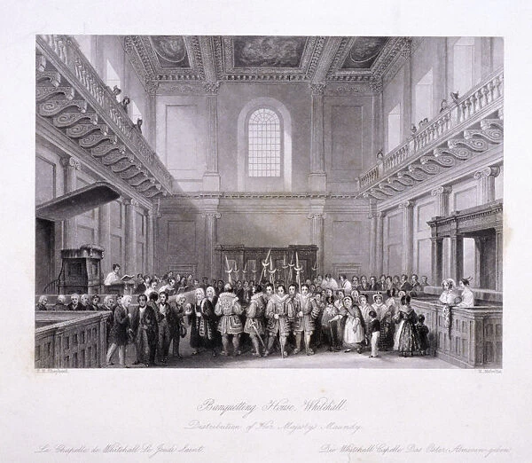 Interior view of the Banqueting House at Whitehall, Westminster, London, c1840. Artist