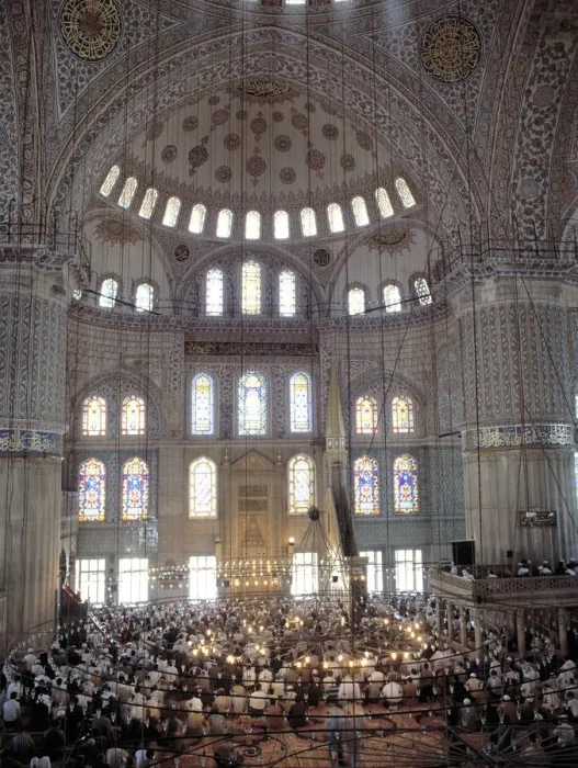 Framed Print : Interior view of the Blue Mosque in Istanbul during Friday prayers Framed Print : Interior view of the Blue Mosque in Istanbul during Friday prayers