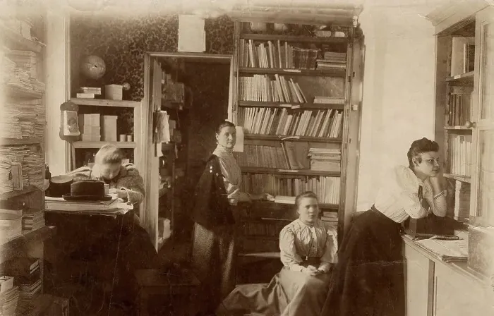 Framed Print : Interior view of the book warehouse of the Society for Primary Education in Krasnoyarsk, 1890. Creator: Unknown Framed Print : Interior view of the book warehouse of the Society for Primary Education in Krasnoyarsk, 1890. Creator: Unknown