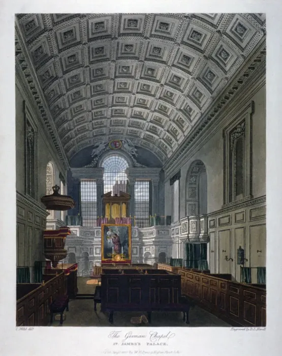 Framed Print : Interior view of the Chapel Royal in St Jamess Palace, Westminster, London, 1816 Framed Print : Interior view of the Chapel Royal in St Jamess Palace, Westminster, London, 1816