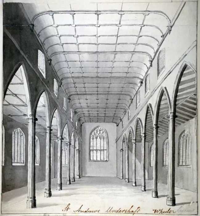 Framed Print : Interior view of the Church of St Andrew Undershaft, Leadenhall Street, London, c1820(?) Framed Print : Interior view of the Church of St Andrew Undershaft, Leadenhall Street, London, c1820(?)