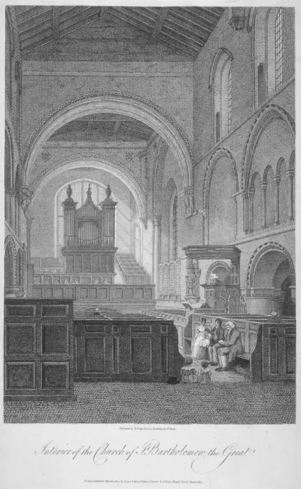 Framed Print : Interior view of the Church of St Bartholomew-the-Great, Smithfield, City of London, 1805 Framed Print : Interior view of the Church of St Bartholomew-the-Great, Smithfield, City of London, 1805