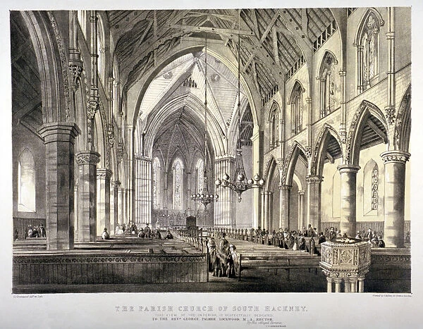 Interior view of the Church of St John of Jerusalem, Hackney, London, c1850. Artist