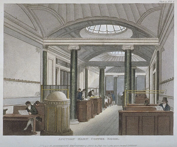 Interior view of the coffee room at the Auction Mart, Bartholomew Lane, City of London, 1811