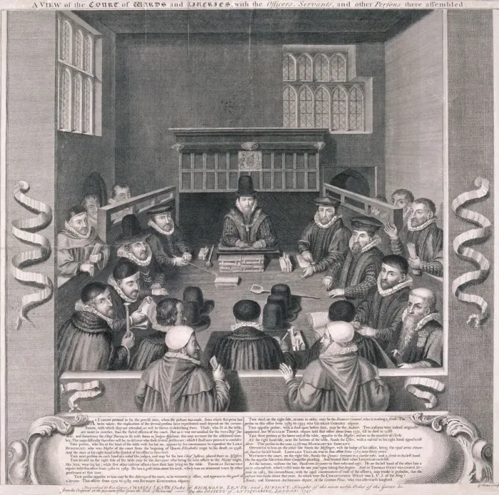 Framed Print : Interior view of the Court of Wards and Liveries, 1747 Framed Print : Interior view of the Court of Wards and Liveries, 1747