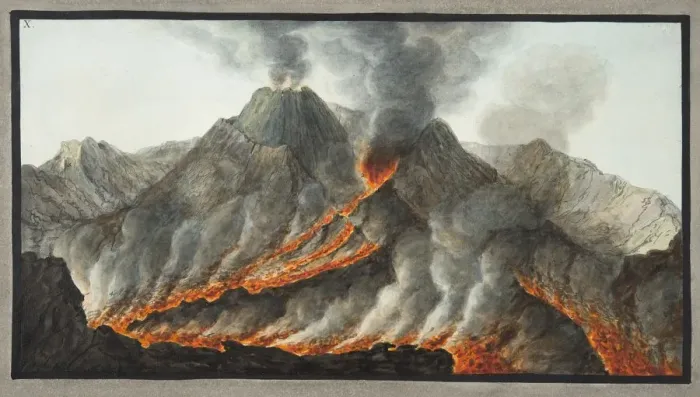 Framed Print : Interior view of the Crater of Mount Vesuvius from the foot in the year of 1756, 1776 Framed Print : Interior view of the Crater of Mount Vesuvius from the foot in the year of 1756, 1776