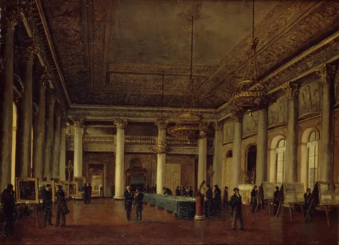 Framed Print : Interior view of the Dmitry Naryshkins House during a meeting of the Society for the Encouragement of Arts, 1825. Artist: Chernetsov, Nikanor Grigoryevich (1805-1879) Framed Print : Interior view of the Dmitry Naryshkins House during a meeting of the Society for the Encouragement of Arts, 1825. Artist: Chernetsov, Nikanor Grigoryevich (1805-1879)