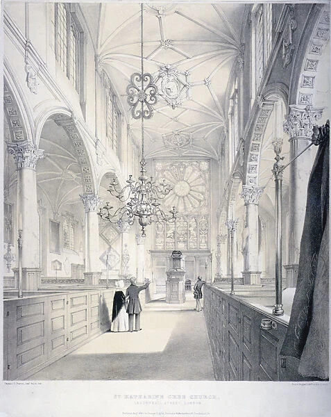 Interior view of the east end of the Church of St Katherine Cree, City of London, 1840