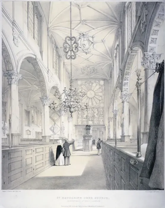 Framed Print : Interior view of the east end of the Church of St Katherine Cree, City of London, 1840 Framed Print : Interior view of the east end of the Church of St Katherine Cree, City of London, 1840