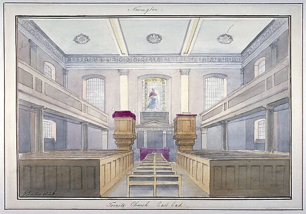 Interior view of the east end of Holy Trinity Church, Newington, Southwark, London, 1826