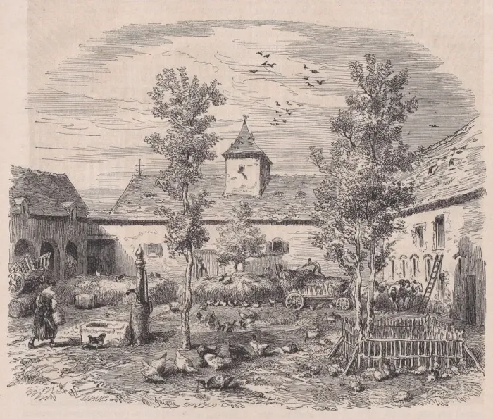 Framed Print : Interior View of a Farm, from Le Magasin Pittoresque, ca. 1852 Framed Print : Interior View of a Farm, from Le Magasin Pittoresque, ca. 1852