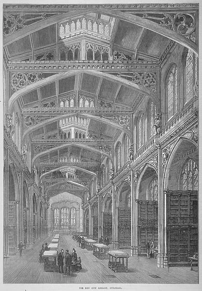 Interior view of Guildhall Library, City of London, 1872