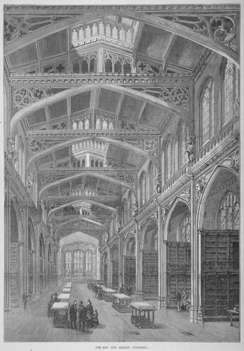 Framed Print : Interior view of Guildhall Library, City of London, 1872 Framed Print : Interior view of Guildhall Library, City of London, 1872