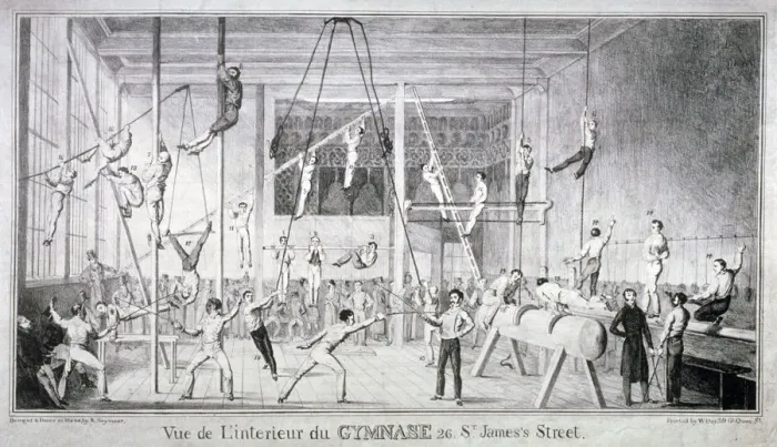 Framed Print : Interior view of a gymnasium, 26 St Jamess Street, Westminster, London, c1830. Artist Framed Print : Interior view of a gymnasium, 26 St Jamess Street, Westminster, London, c1830. Artist