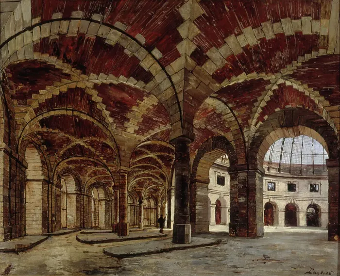 Framed Print : Interior view of the former Halle au Ble, in 1886. Creator: Emmanuel Lansyer Framed Print : Interior view of the former Halle au Ble, in 1886. Creator: Emmanuel Lansyer
