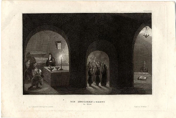 Interior view of the Holy Tomb in the Kiev Monastery of the Caves, 1850. Artist: Anonymous
