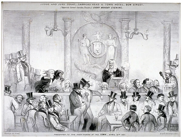 Interior view of the Judge and Jury Court in the Garricks Head Tavern, Bow Street