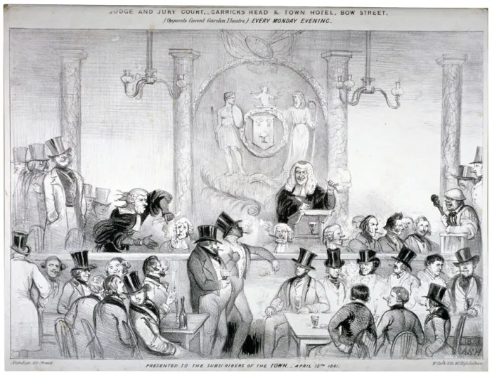 Framed Print : Interior view of the Judge and Jury Court in the Garricks Head Tavern, Bow Street Framed Print : Interior view of the Judge and Jury Court in the Garricks Head Tavern, Bow Street