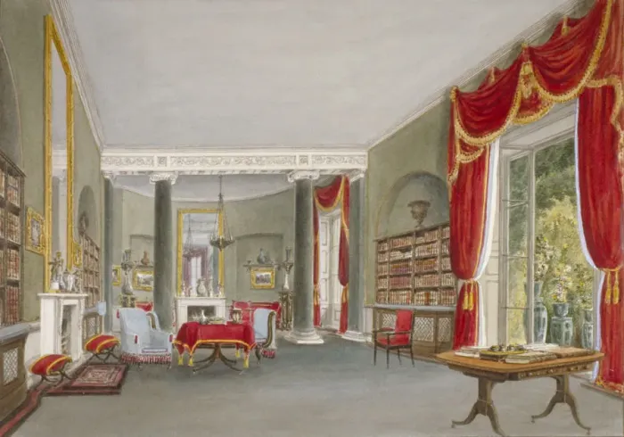 Framed Print : Interior view of the library drawing room in Bromley Hill, Bromley, Kent, 1816. Artist Framed Print : Interior view of the library drawing room in Bromley Hill, Bromley, Kent, 1816. Artist