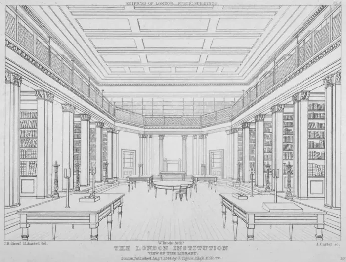 Framed Print : Interior view of the library in the London Institution, Finsbury Circus, City of London, 1824 Framed Print : Interior view of the library in the London Institution, Finsbury Circus, City of London, 1824
