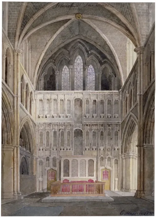 Framed Print : Interior view looking towards the altar, St Saviours Church, Southwark, London, 1830 Framed Print : Interior view looking towards the altar, St Saviours Church, Southwark, London, 1830