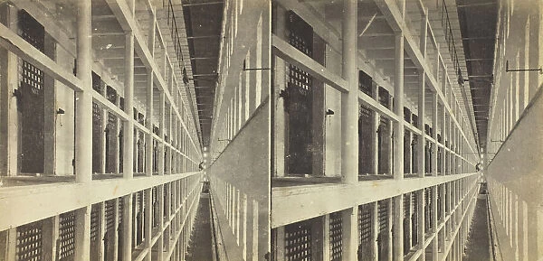 Interior View of the Main Hall of Prison, East Side, which is 6 Stories High... 1860  /  69