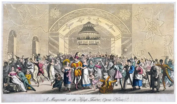 Framed Print : Interior view of a masquerade at the Kings Theatre, Haymarket, London, 1821 Framed Print : Interior view of a masquerade at the Kings Theatre, Haymarket, London, 1821