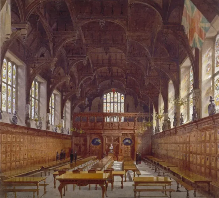 Framed Print : Interior view of Middle Temple Hall from the high table with figures, London, 1884