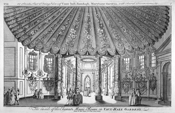 Framed Print : Interior view of the music room in Vauxhall Gardens, Lambeth, London, c1752 Framed Print : Interior view of the music room in Vauxhall Gardens, Lambeth, London, c1752