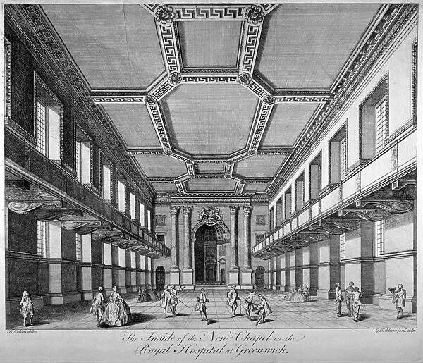 Interior view of the new chapel, Royal Naval Hospital, Greenwich, London, c1790. Artist