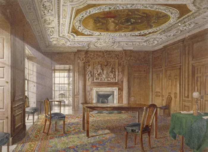 Framed Print : Interior view of the Oak Room, New River Head, Finsbury, London, 1886 Framed Print : Interior view of the Oak Room, New River Head, Finsbury, London, 1886