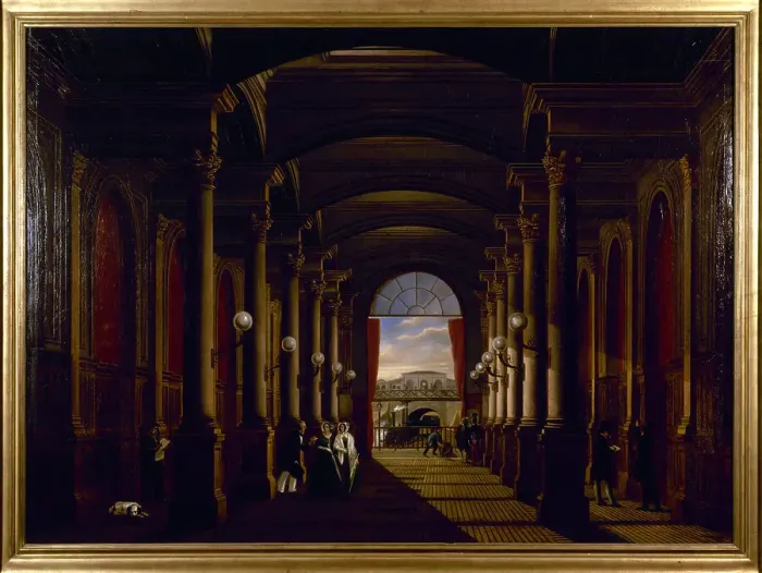 Framed Print : Interior view of the old Saint-Lazare station, around 1845. Creator: Unknown Framed Print : Interior view of the old Saint-Lazare station, around 1845. Creator: Unknown