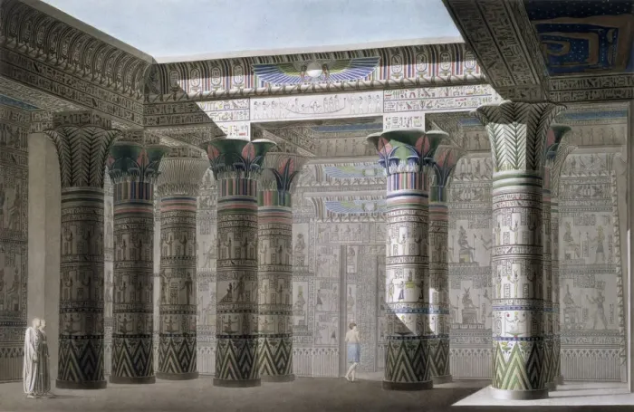 Framed Print : Interior view from the portico of the Grand Temple on the island of Philae, Egypt, 1822 Framed Print : Interior view from the portico of the Grand Temple on the island of Philae, Egypt, 1822