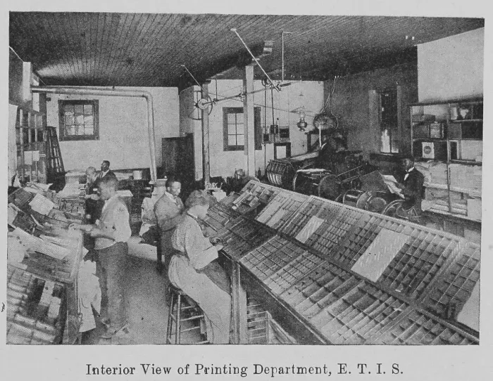 Framed Print : Interior view of Printing Department, E. T. I. S. 1903. Creator: Unknown Framed Print : Interior view of Printing Department, E. T. I. S. 1903. Creator: Unknown