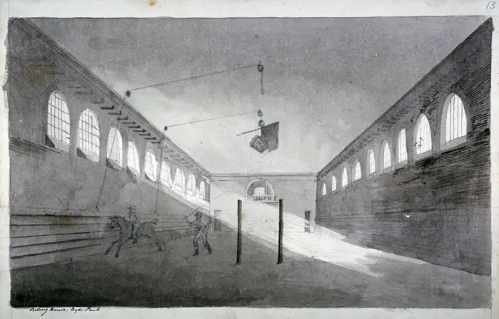 Framed Print : Interior view of the riding house, Hyde Park, London, c1811. Artist: John Claude Nattes Framed Print : Interior view of the riding house, Hyde Park, London, c1811. Artist: John Claude Nattes