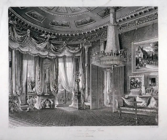 Framed Print : Interior view of the Rose Satin Drawing Room in Carlton House, Westminster, London, 1818 Framed Print : Interior view of the Rose Satin Drawing Room in Carlton House, Westminster, London, 1818