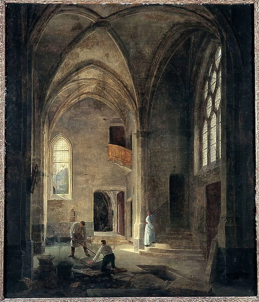 Interior view of the Saint-Benoit-le-Bestoune church: the Saint-Pierre or Tournelle chapel, 1832. Creator: Louis Courtin