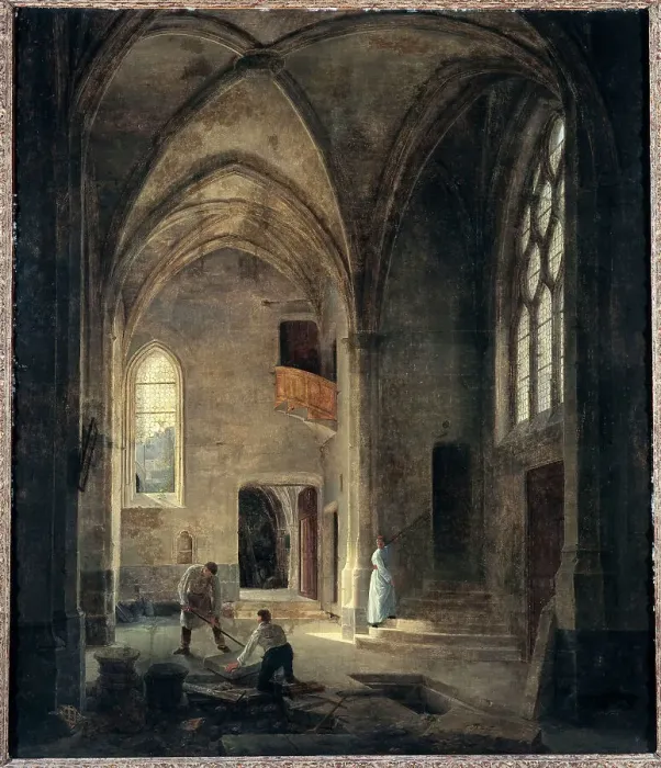Framed Print : Interior view of the Saint-Benoit-le-Bestoune church: the Saint-Pierre or Tournelle chapel, 1832. Creator: Louis Courtin Framed Print : Interior view of the Saint-Benoit-le-Bestoune church: the Saint-Pierre or Tournelle chapel, 1832. Creator: Louis Courtin