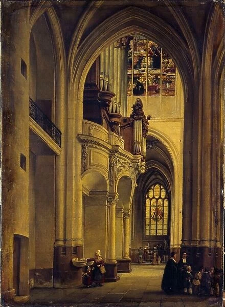 Interior view of Saint-Gervais-Saint-Protais church, c1838. Creator: Alexis-Pierre Milon