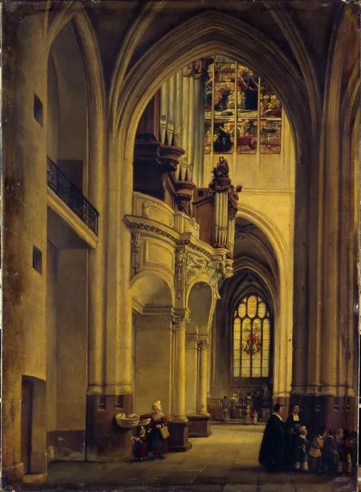 Framed Print : Interior view of Saint-Gervais-Saint-Protais church, c1838. Creator: Alexis-Pierre Milon Framed Print : Interior view of Saint-Gervais-Saint-Protais church, c1838. Creator: Alexis-Pierre Milon