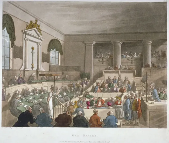 Framed Print : Interior view of the Sessions House, Old Bailey, with a court in session, City of London, 1809 Framed Print : Interior view of the Sessions House, Old Bailey, with a court in session, City of London, 1809