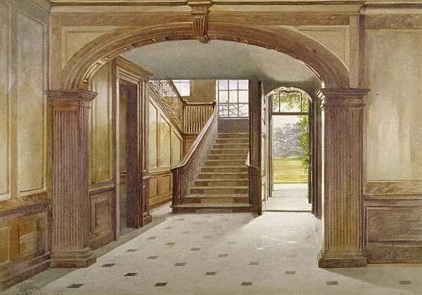 Interior view showing the staircase at Fairfax House, High Street, Putney, London, 1887